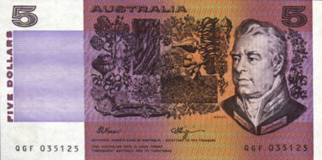 P44f Australia 5 Dollars Year ND